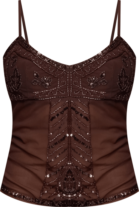 Women's Azelia Beaded Sheer Chiffon Top