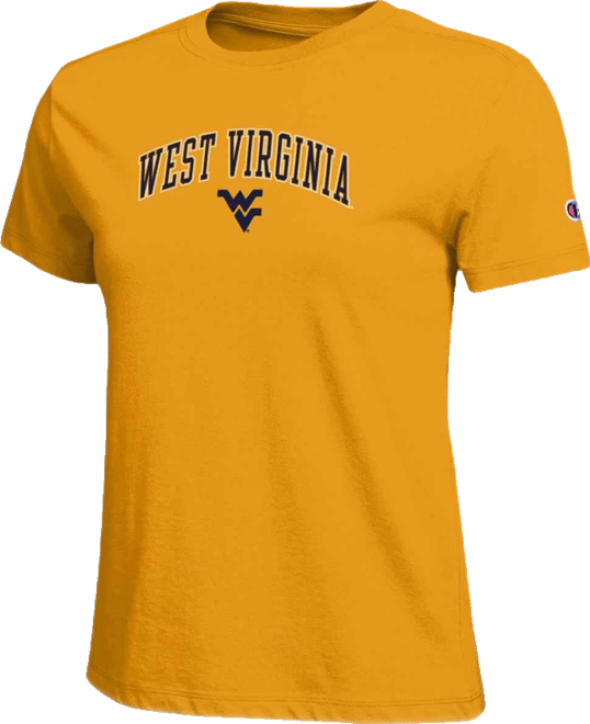 Women's Gold West Virginia Mountaineers Arched Over Logo T-Shirt
