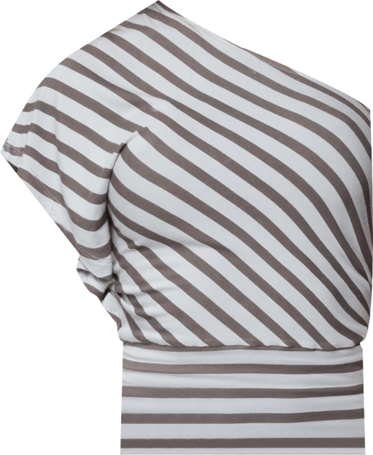 Womens Asymmetric Striped One Shoulder Top