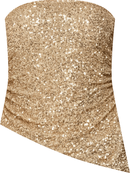 Women's Sequin Asymmetric Slit Strapless Top