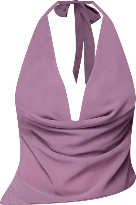 Women's Asymmetric Backless Chiffon Halter Top