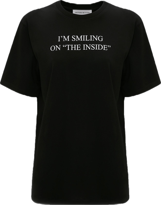 Slogan Tee in Black I'm Smiling On The Inside