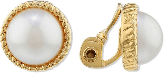 Monet® Simulated Pearl and Crystal Gold-Tone Drop Earring and