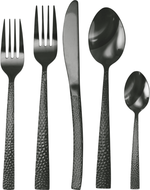 Baily 20 Piece Flatware Utensil Set, Stainless Steel Silverware Metal Service for 4 in Black