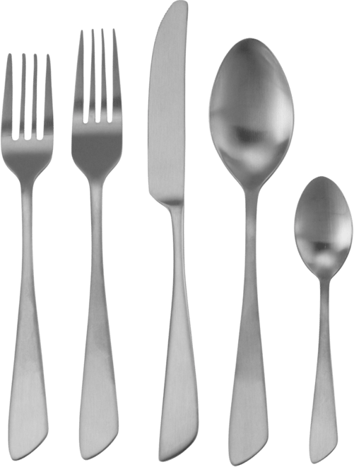 Gibbous 20 Piece Flatware Utensil Set, Stainless Steel Silverware Metal Service for 4 in Matte Silver