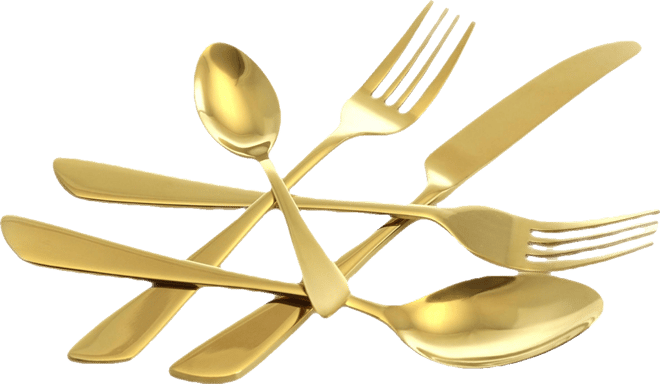 Gibbous 20 Piece Flatware Utensil Set, Stainless Steel Silverware Metal Service for 4 in Gold