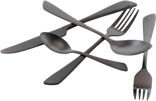 Gibbous 20 Piece Flatware Utensil Set, Stainless Steel Silverware Metal Service for 4 in Black