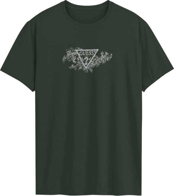 Men's Short Sleeve Crewneck Embroidered Triangle Logo T-Shirt