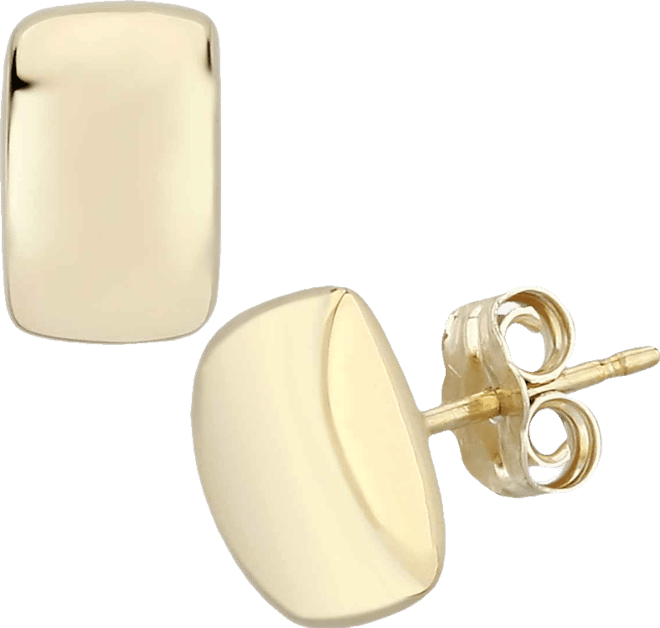 Modern Rectangle Stud Earrings Set in 14k Yellow Gold