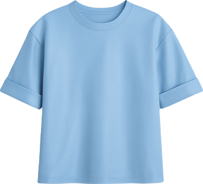 Brooke Faux Leather Crew Top-sky