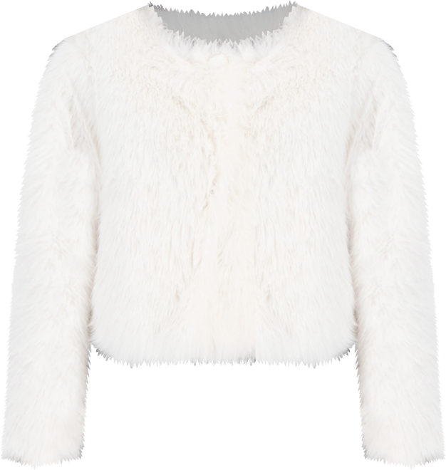 Women's Collarless Short Faux-Fur Coat