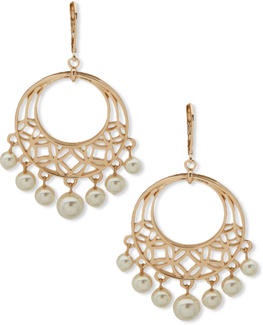 Imitation Pearl Cutout Drop Shaky Earrings