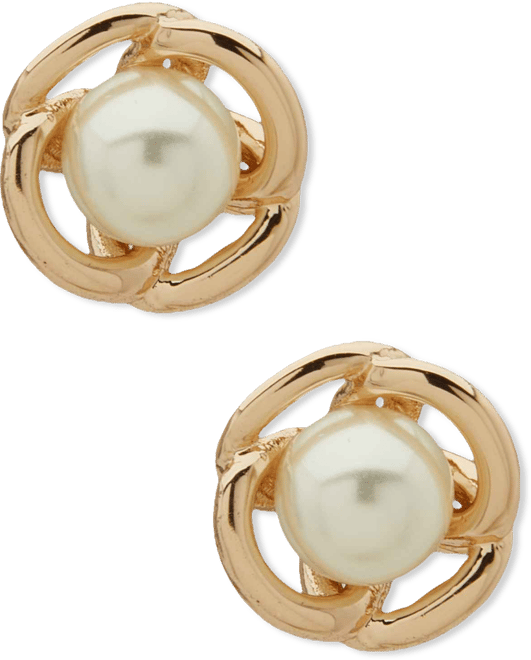 Imitation Pearl Rounded Caged Stud Earrings