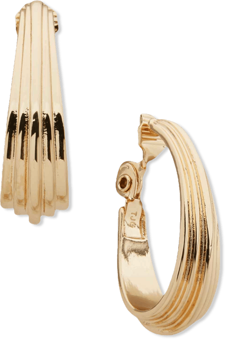Gold-Tone Fluted Hoop Earrings