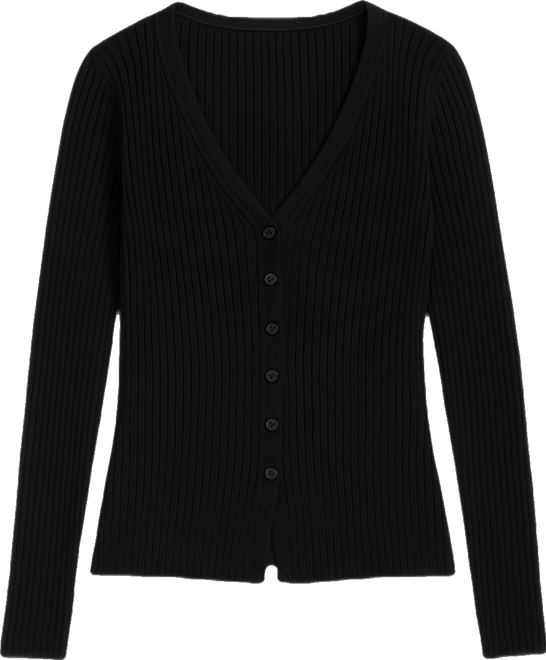 Juniors' V-Neck Ribbed Fine Gauge Flyaway Sweater