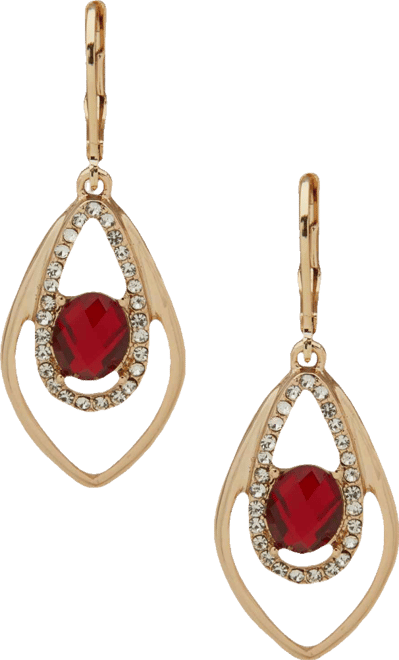 Crystal and Glass Stone Silver-Tone Navette Orbital Earrings