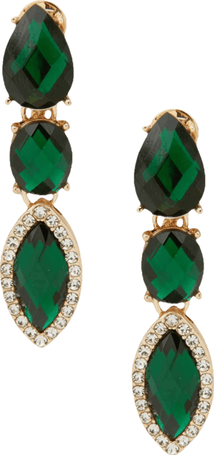 Glass Stone Gold-Tone Linear Earrings