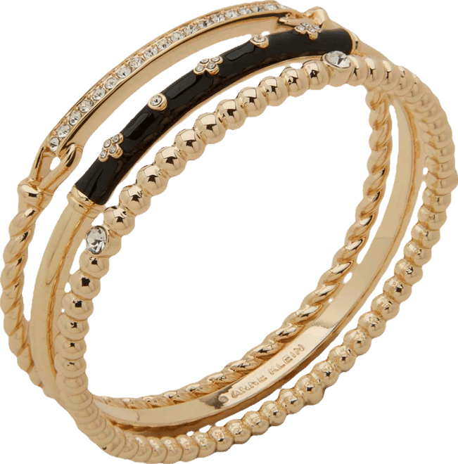 3-Pc. Crystal Stone and Gold-Tone Bangle Bracelet