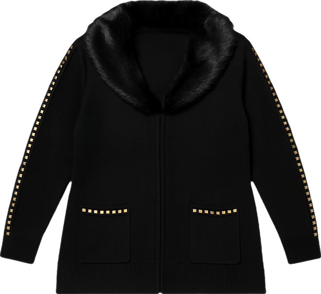 Plus Size Black Label Embellished Collar Cardigan Sweater