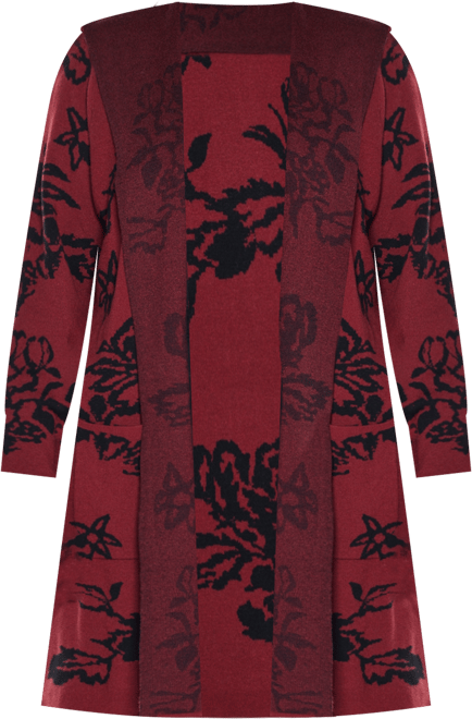 Plus Size Hooded Fall Botanicals Coatigan Sweater