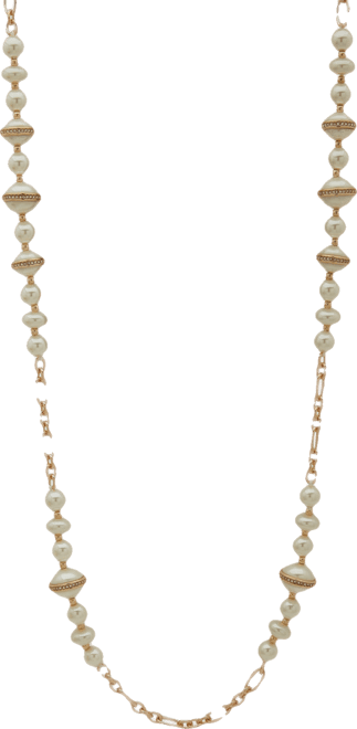 Imitation Pearl Gold-Tone Lentil Chain Necklace