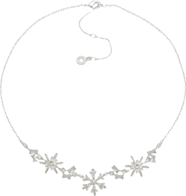 Cubic Zirconia Silver-Tone Snowflake Frontal Necklace