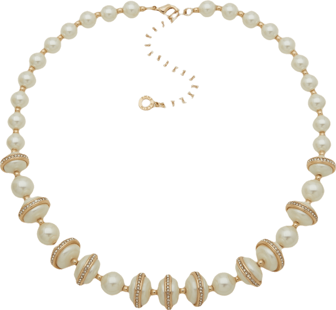 Imitation Pearl and Crystal Stone Lentil Necklace