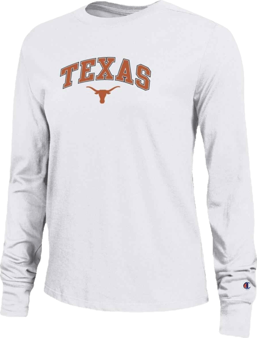 Women's White Texas Longhorns Arch Over Logo Long Sleeve T-Shirt