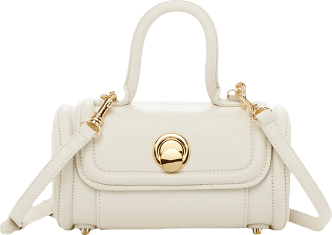 Women's Top Handle Leather Crossbody Bag Convertible Cylinder Shoulder Bag & Evening Purse with Gold Hardware and Detachable strap