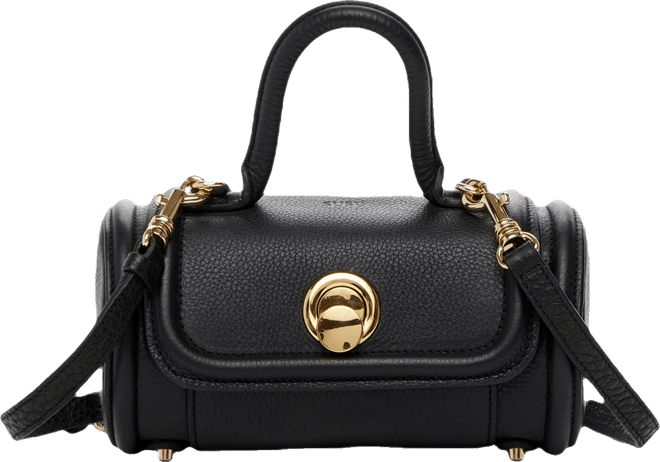 Women's Top Handle Leather Crossbody Bag Convertible Cylinder Shoulder Bag & Evening Purse with Gold Hardware and Detachable strap