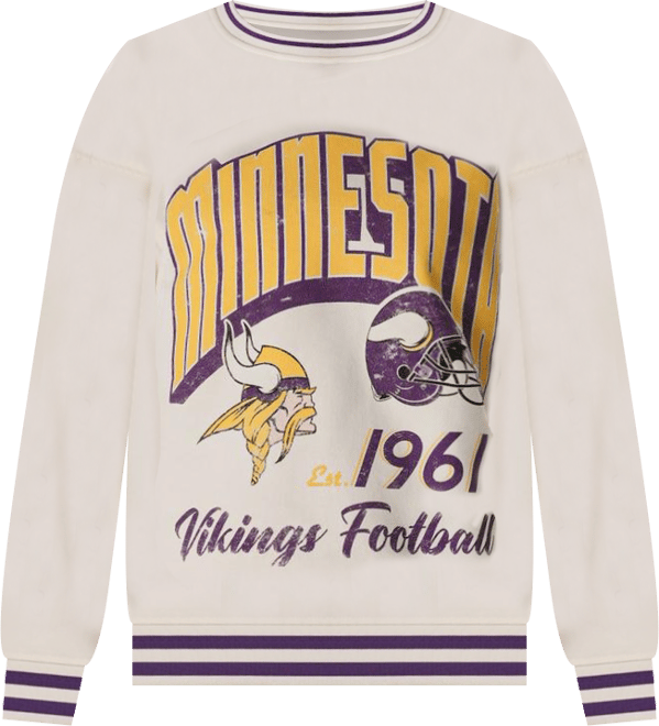 Women's Cream Minnesota Vikings Oversized Vintage French Terry Sweatshirt