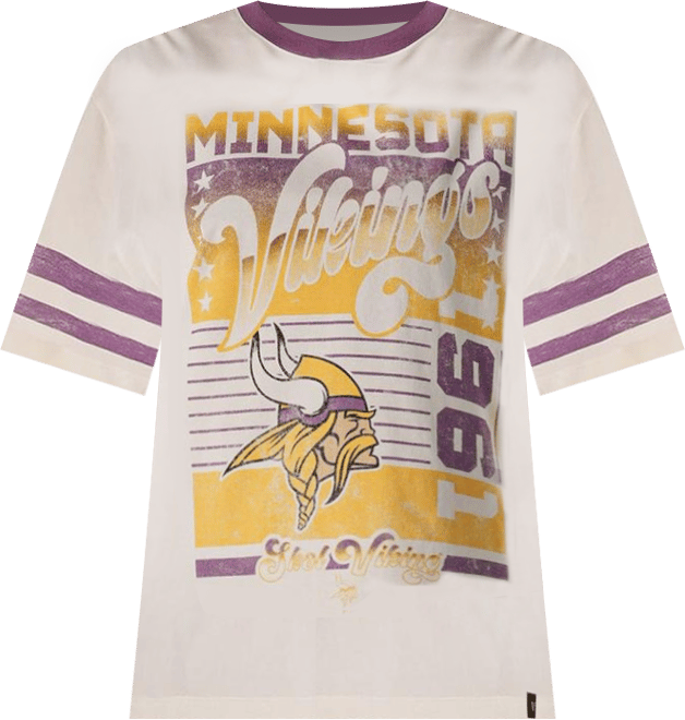 Women's Cream Minnesota Vikings Vintage Drop Shoulder Oversized Boyfriend T-Shirt