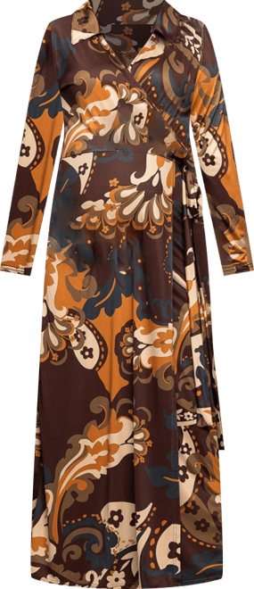 Women's Maternity Brown paisley Empire Waist Maxi Dress