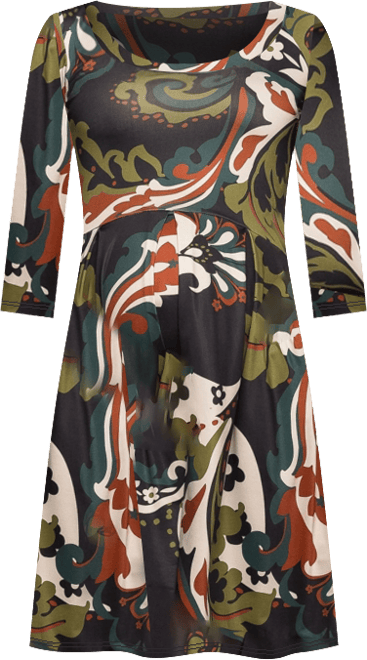 24seven Comfort Women's Apparel Maternity Three Quarter Sleeve Fit and Flare Dress