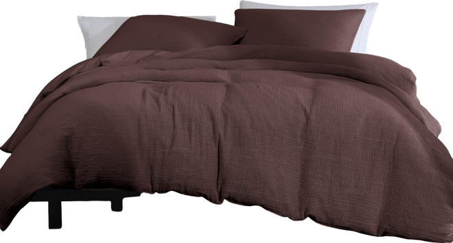 Washed Percale Cotton Solid 3 Piece Duvet Cover Set, King