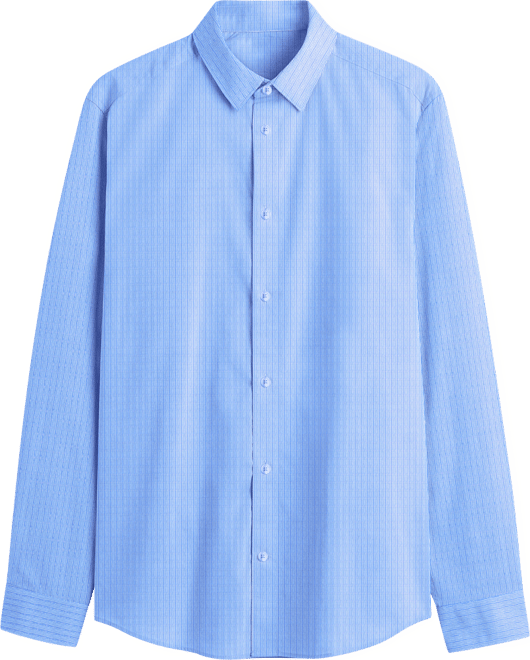 Men's Slim-Fit Performance Four-Way Stretch Mini Plaid Dress Shirt