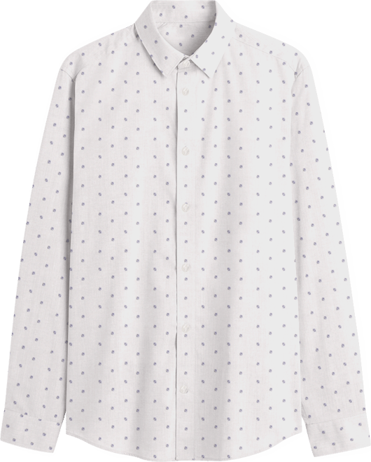 Men's Geometric Print Cotton Knit Dress Shirt