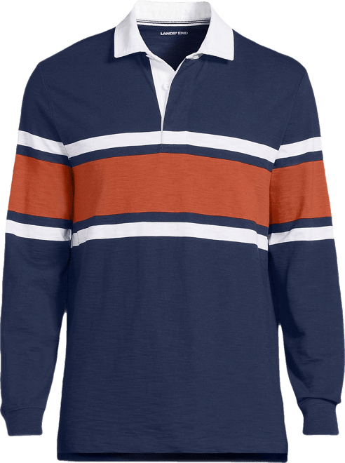 Men's Long Sleeve Textured Rugby Polo