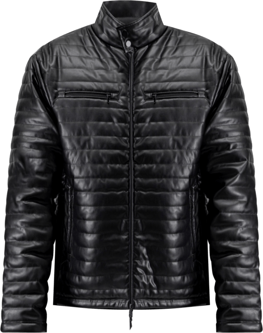 Men's Pu Quilted Jacket With Faux Shearling Lining