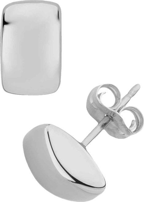 Modern Rectangle Stud Earrings Set in 14k Yellow Gold