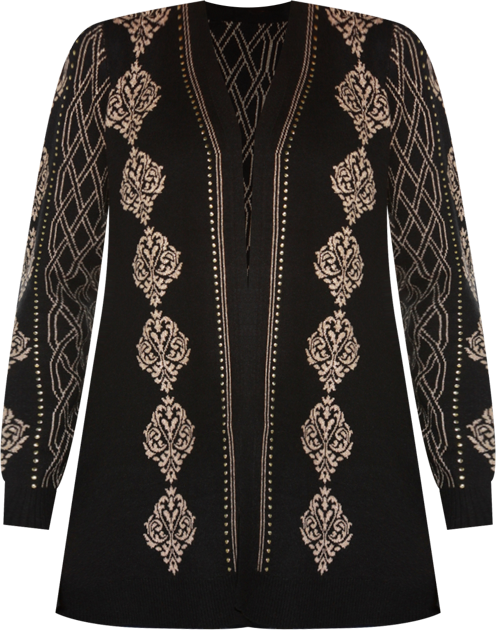 Women's Lurex Jacquard Open-Front Cardigan Sweater