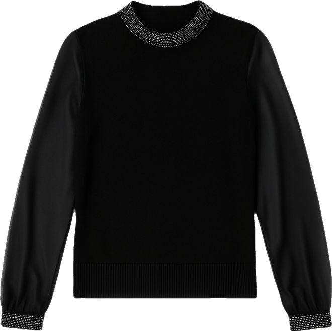 Women's Black Label Rhinestone-Zip Cardigan Sweater