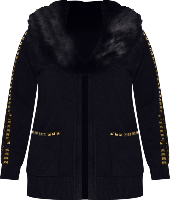 Women's Black Label Embellished Collar Cardigan Sweater