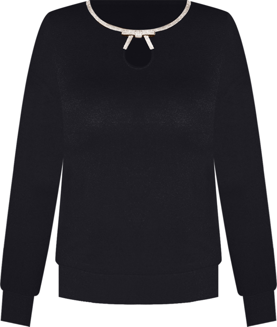 Women's Embellished Keyhole-Neck Sweater