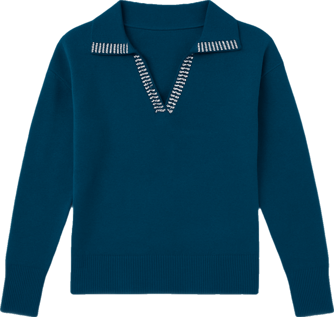 Women's Rhinestone-Trimmed Split-Neck Sweater