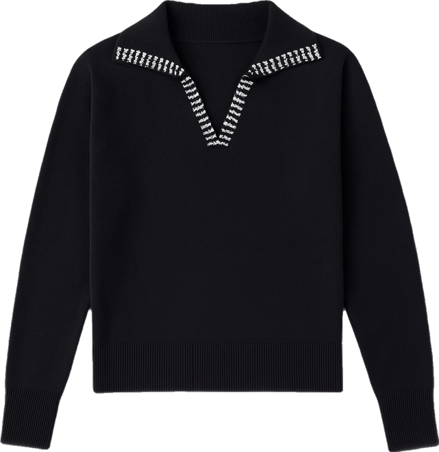 Women's Rhinestone-Trimmed Split-Neck Sweater