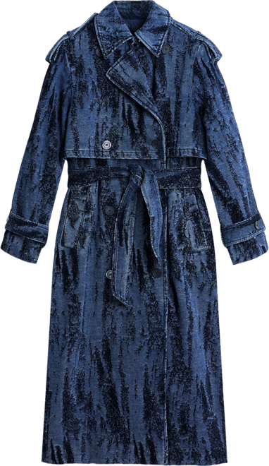 Women's Degraded denim trench coat