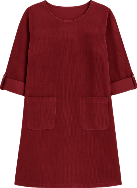 Women's Cord Tunic Dress With Pockets