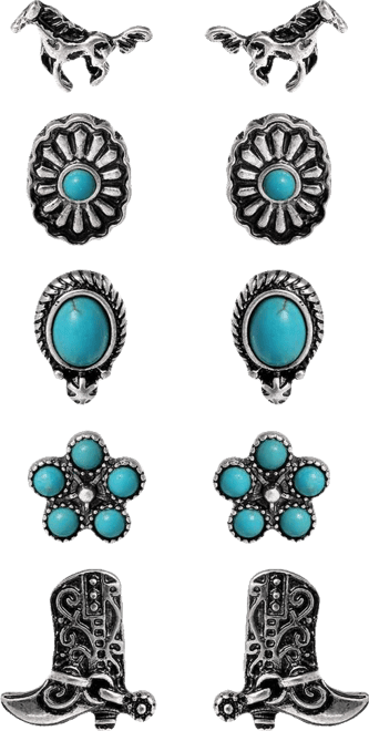 Turquoise Western Stud Earring Set