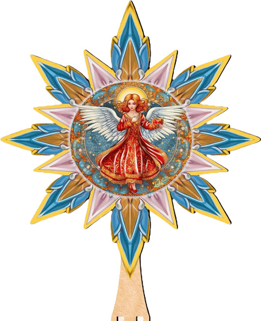 Angel with Love Wooden Tree Topper